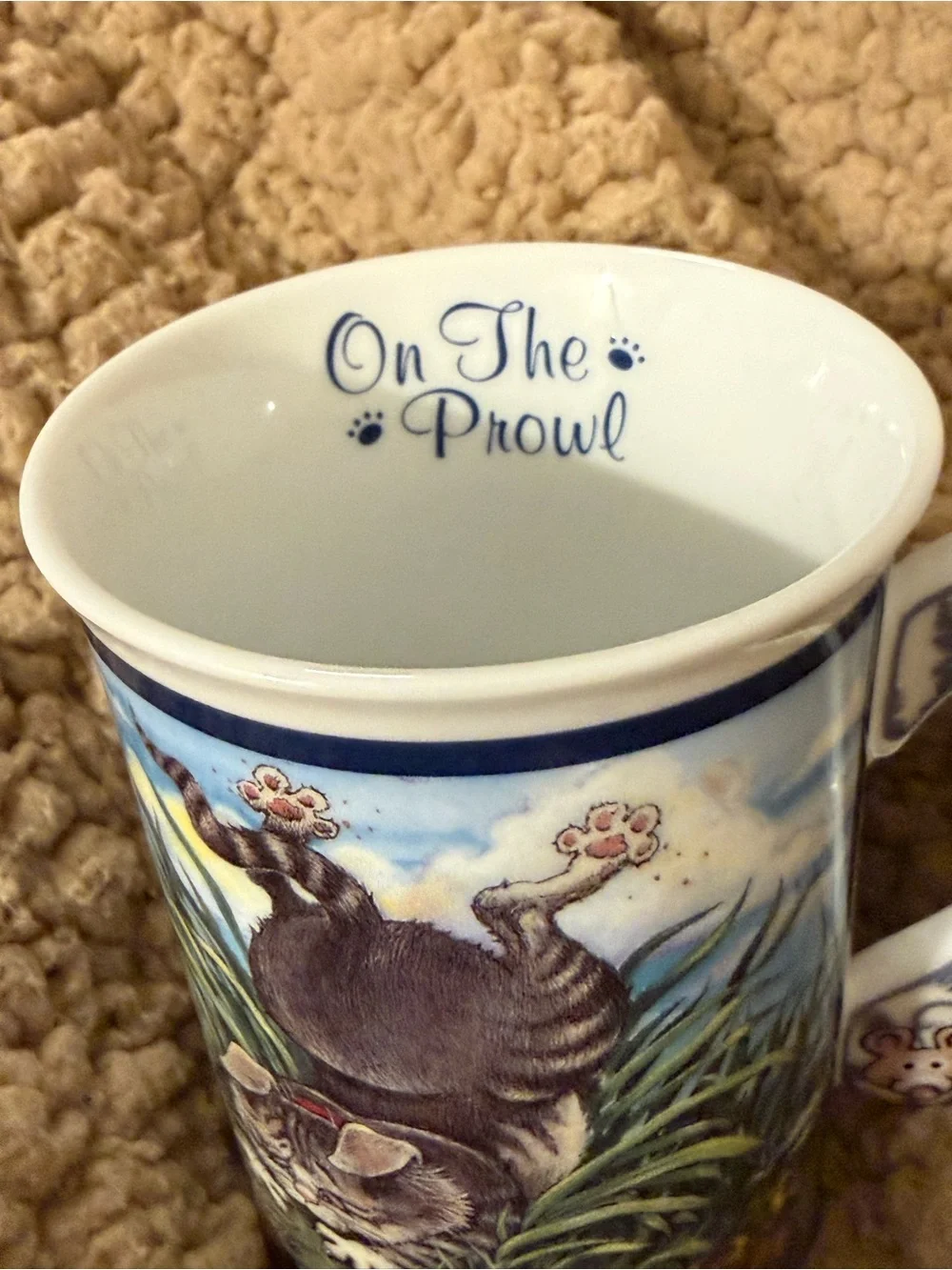 Cat Mug “ On The Prowl “ Comical Cats Porcelain Collector Mugs Gary Patterson